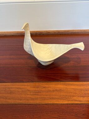 Jonathan Adler Cream Ceramic Bird Dish - Sculptural Home Accent